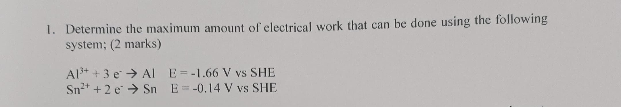 Determine the maximum amount of electrical work