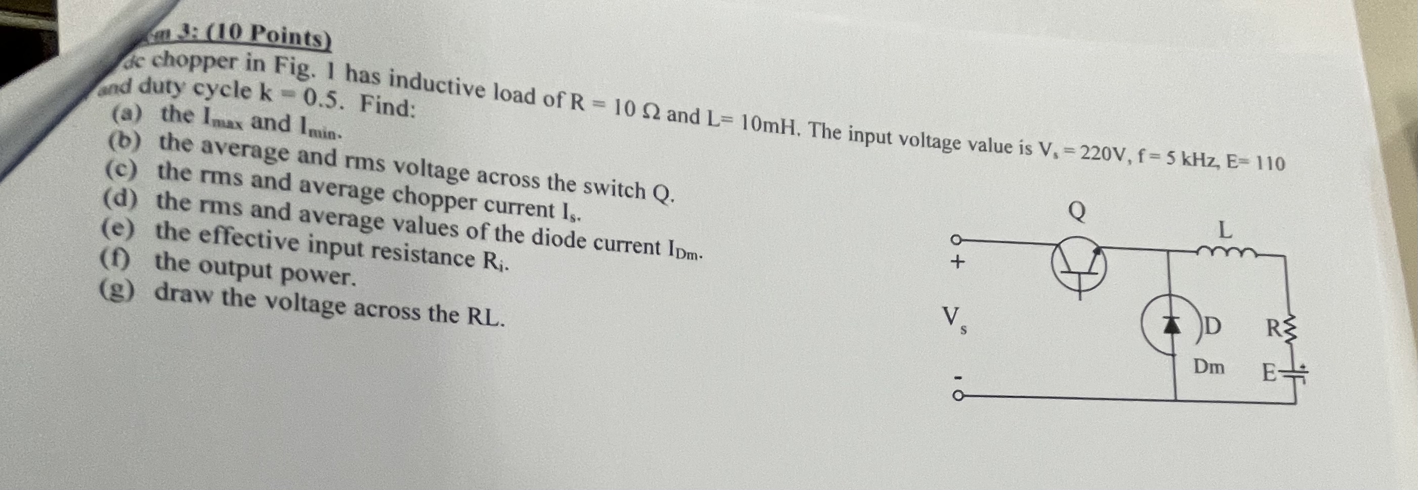 ( m ) ( 1 0 Points ) ce chopper in Fig. I has