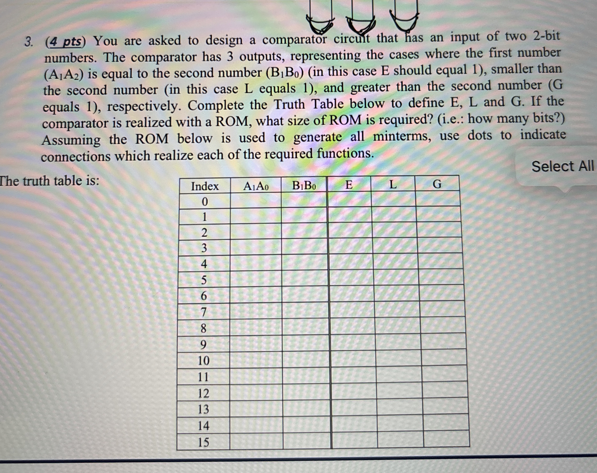 ( 4 pts ) You are asked to design a comparator