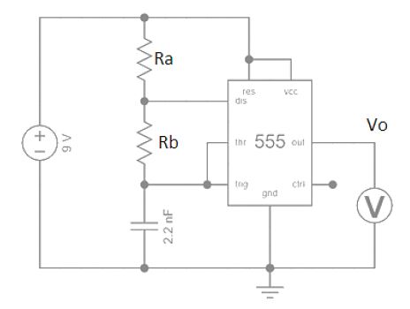 For an astable circuit using an LM 5 5 5 ,