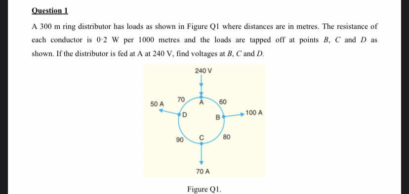 Question 1 A 3 0 0 m ring distributor has loads