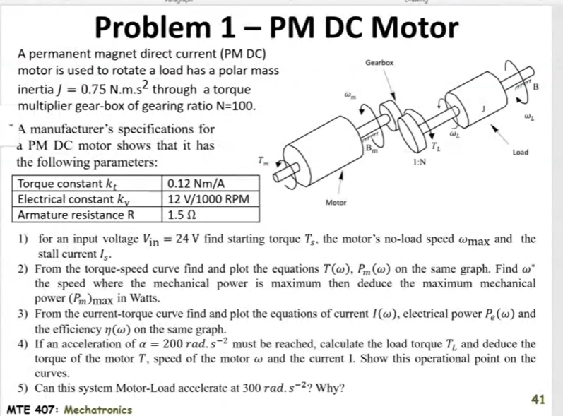 Problem 1 - PM DC Motor A permanent magnet direct