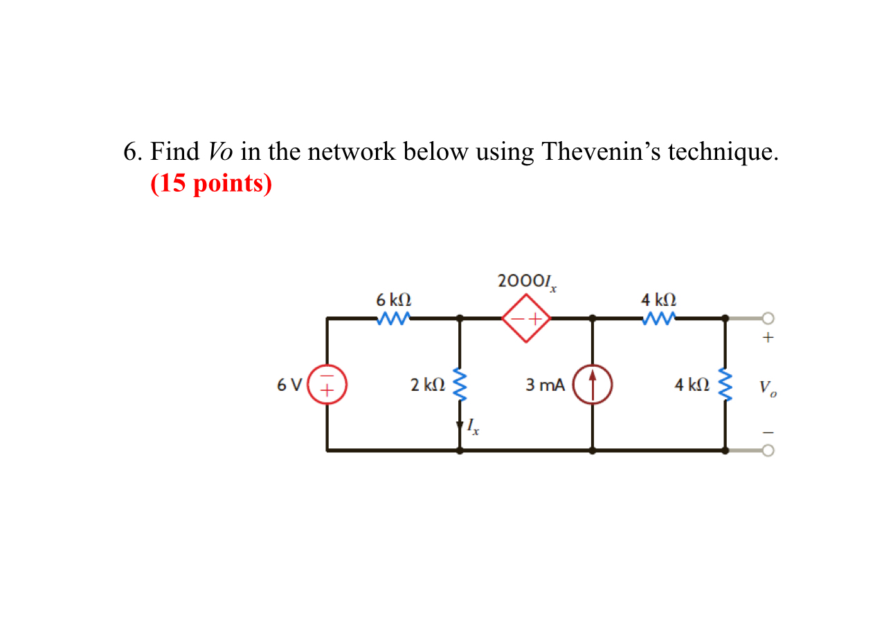 Find V o in the network below using Thevenin's