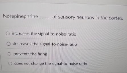 Norepinephrine q , of sensory neurons in the