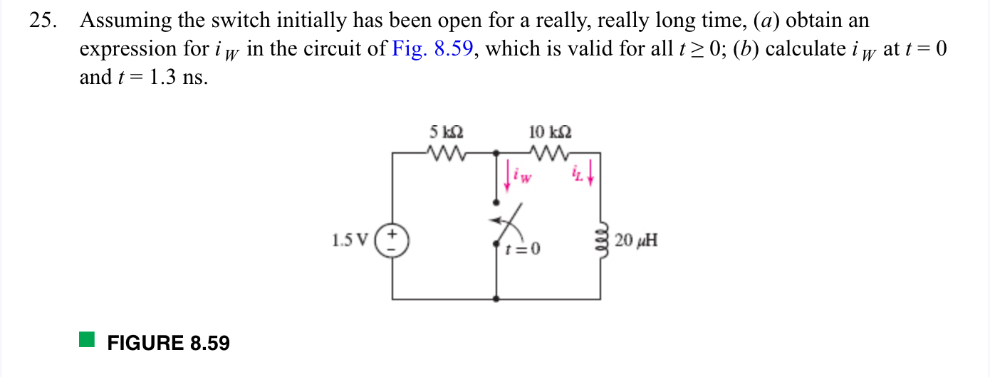 Assuming the switch initially has been open for a