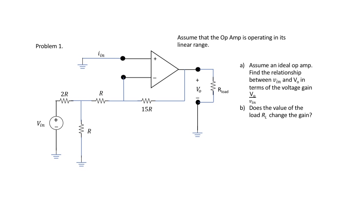 Assume that the Op Amp is operating in its a )