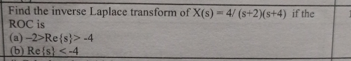 Find the inverse Laplace transform of x ( s ) = 4