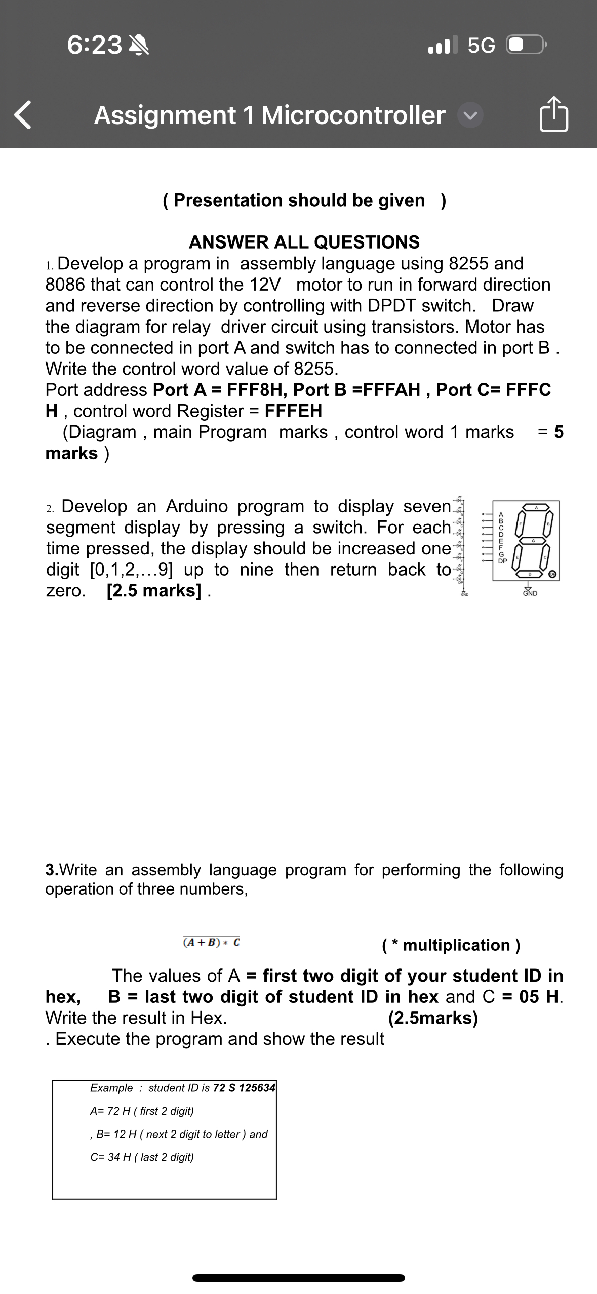 6 : 2 3 . ll 5 G Assignment 1 Microcontroller (