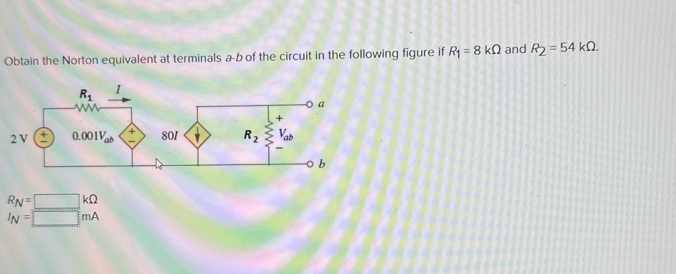 Obtain the Norton equivalent at terminals a - b