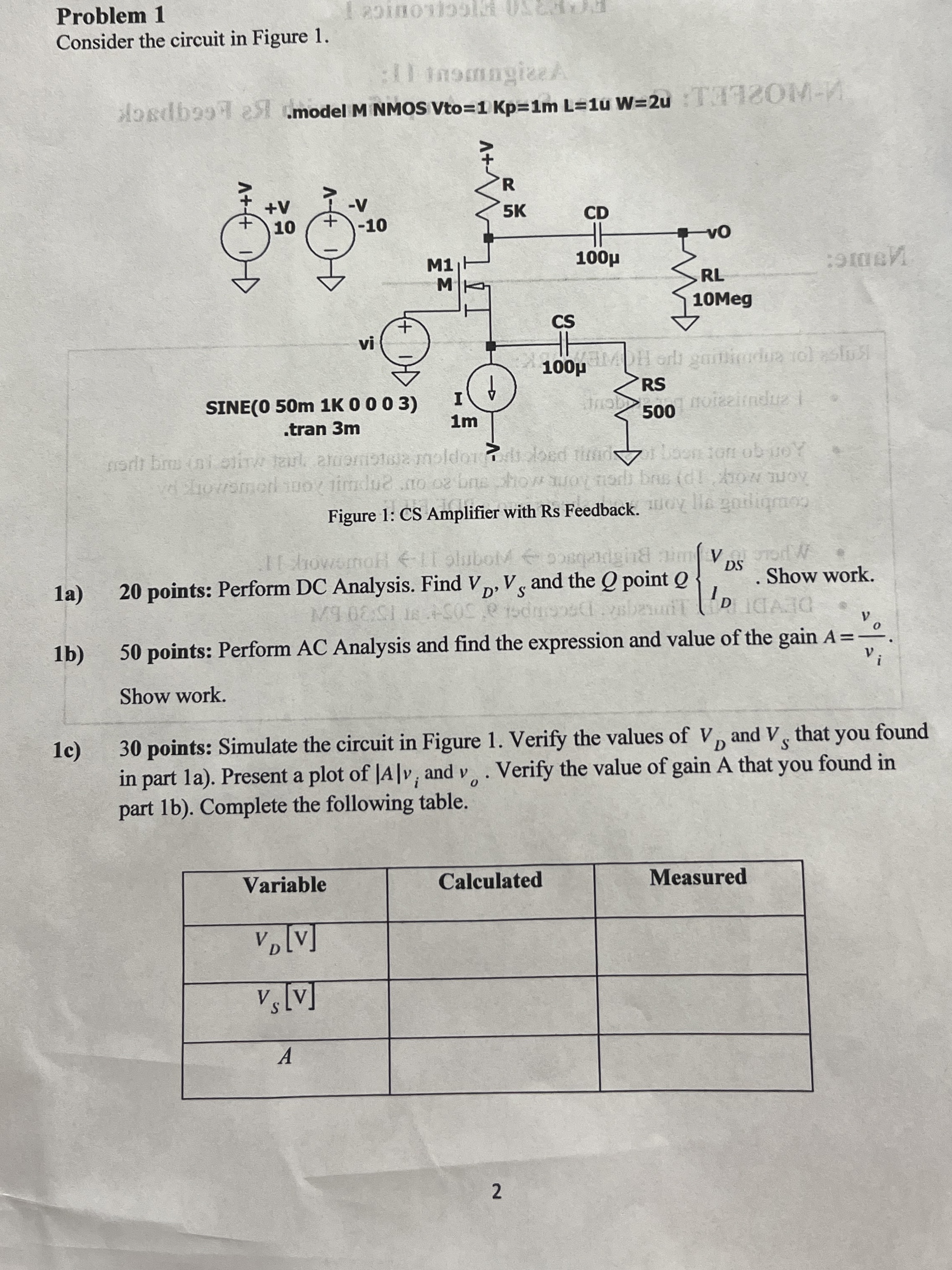 Problem 1 Consider the circuit in Figure 1 . :T:
