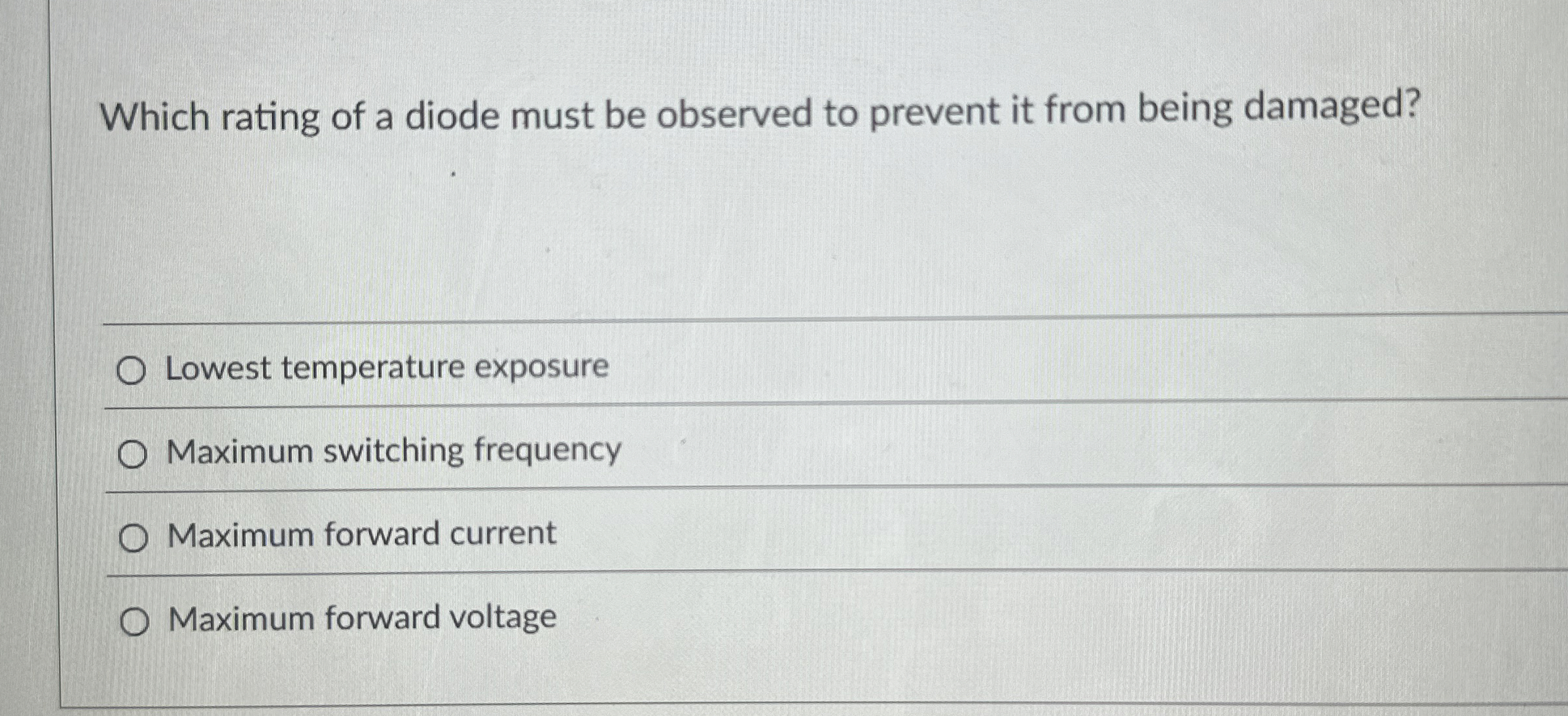 Which rating of a diode must be observed to