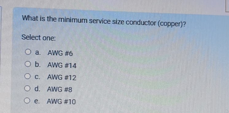 What is the minimum service size conductor (