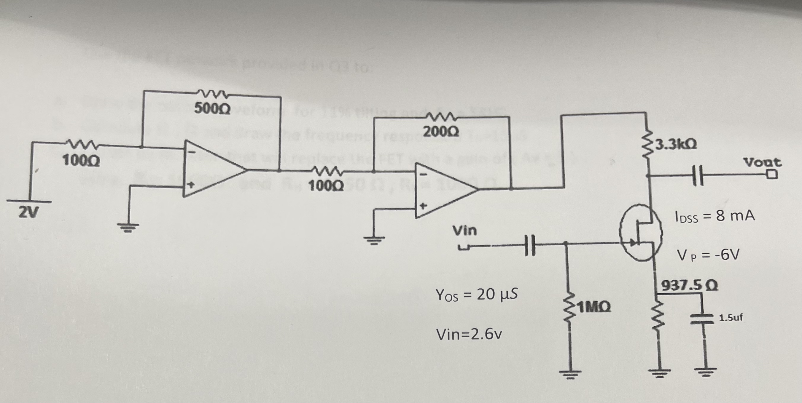 Q 3 Use the FET network provided in Q 3 to: a .