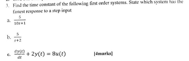 Find the time constant of the following first