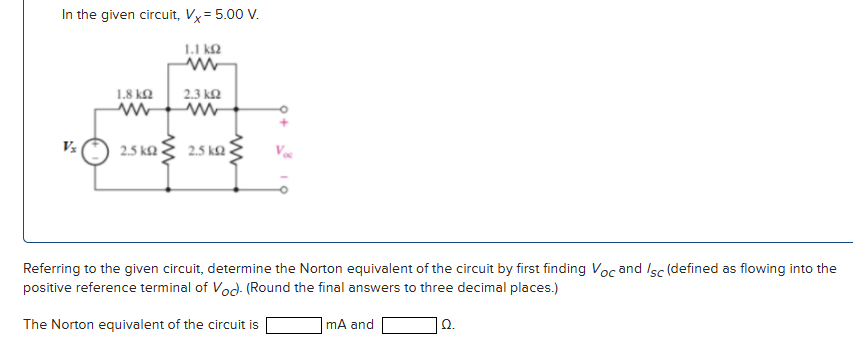 In the given circuit, V _ ( x ) = 5 . 0 0 V .