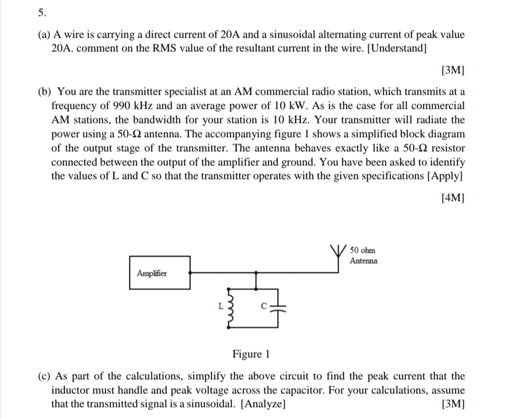 ( a ) A wire is carrying a direct current of 2 0