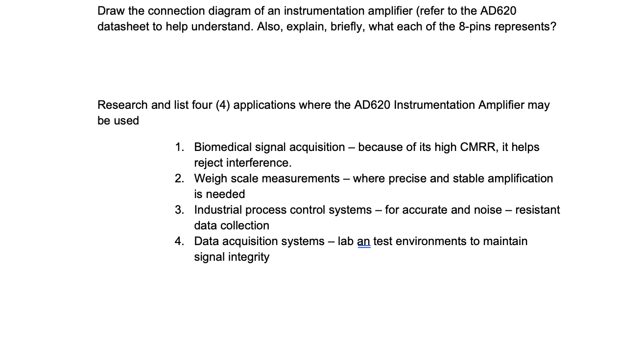 Draw the connection diagram of an instrumentation