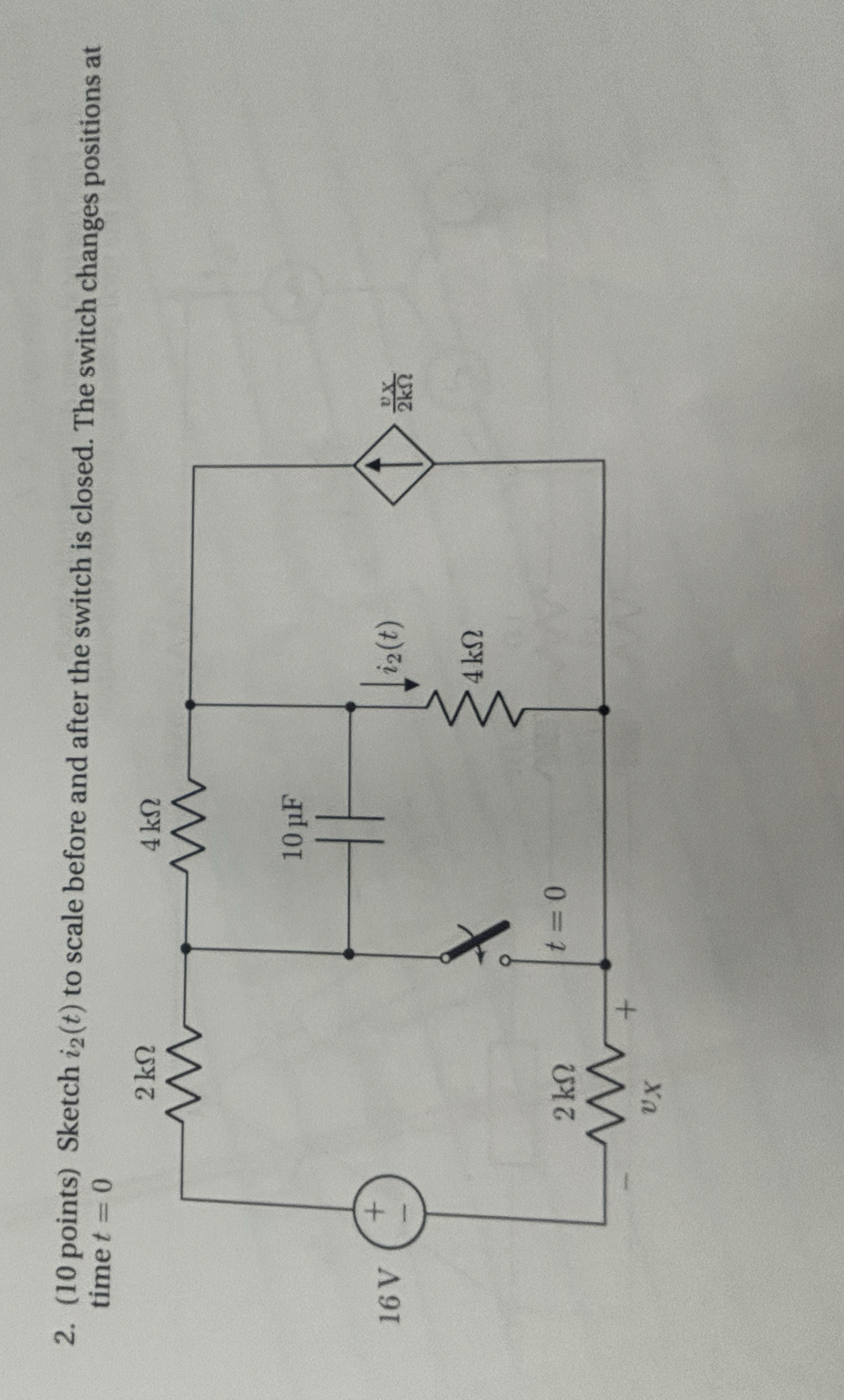 ( 1 0 points ) Sketch i 2 ( t ) to scale before