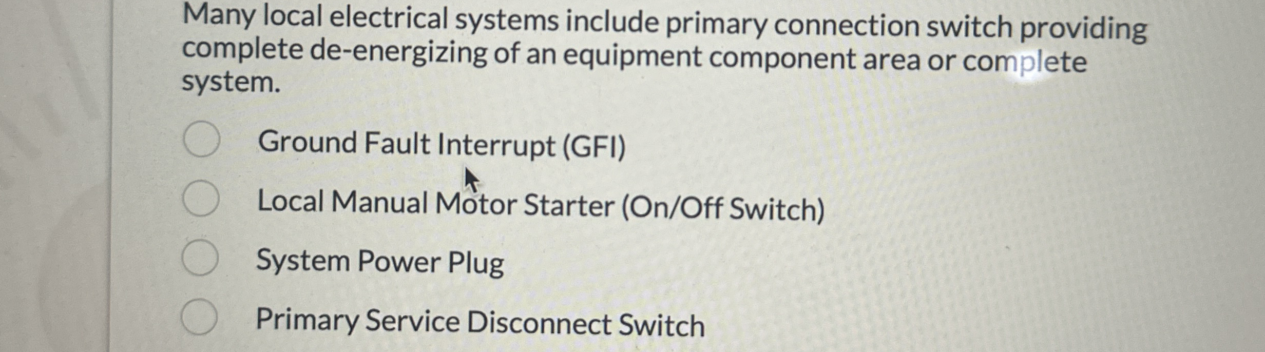 Many local electrical systems include primary
