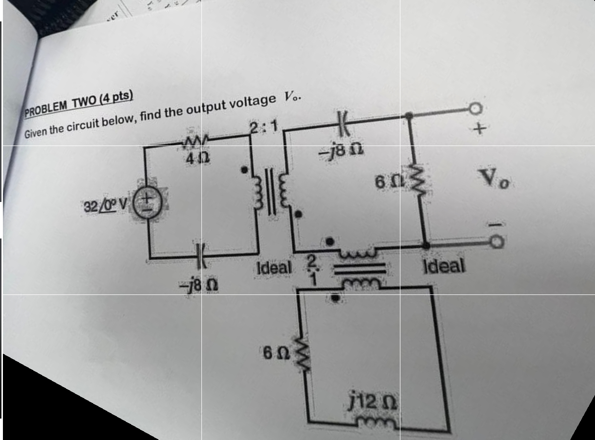 Given the circuit below, find the output voltage