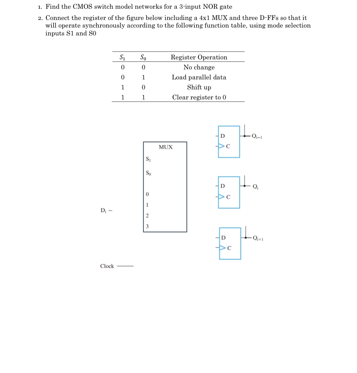 Find the CMOS switch model networks for a 3 -