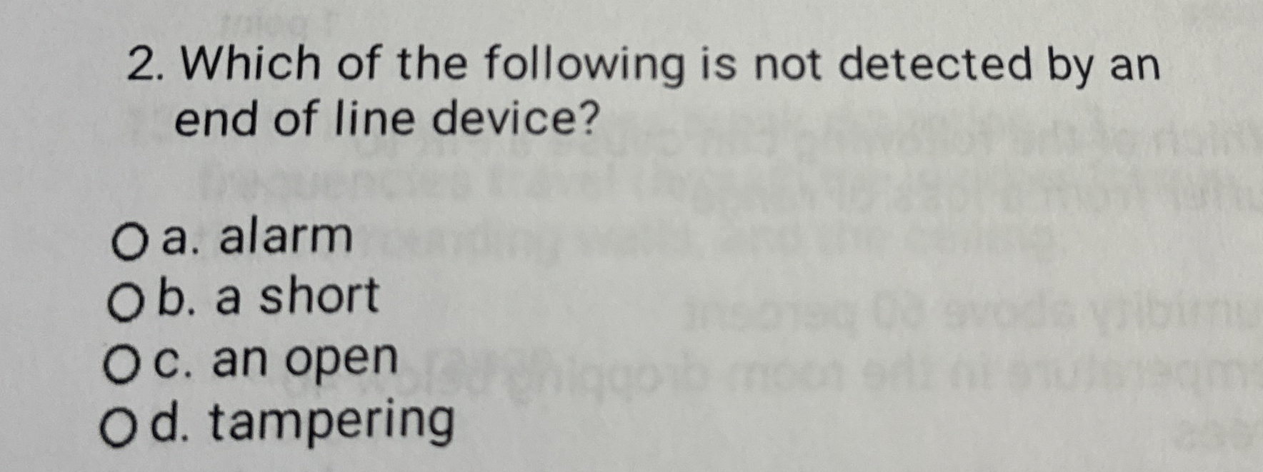 Which of the following is not detected by an end