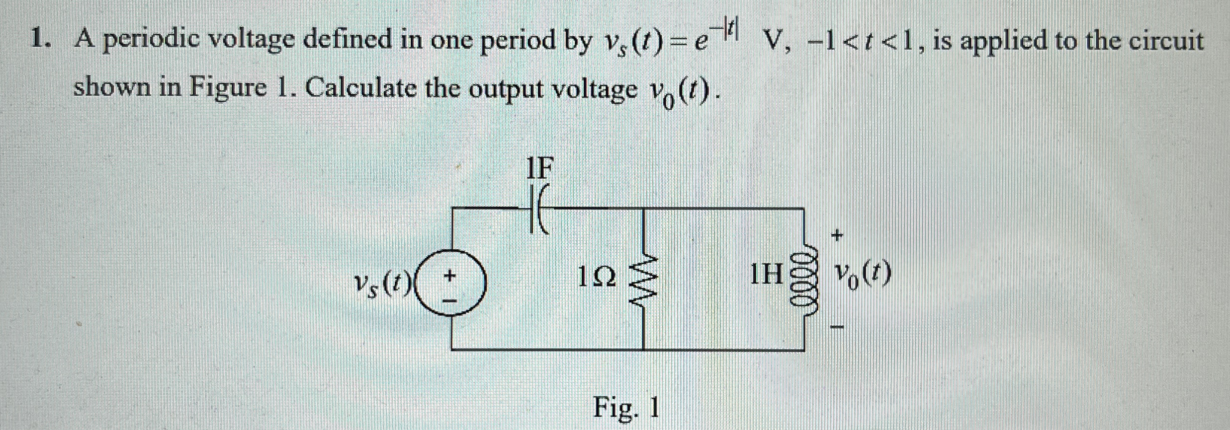 A periodic voltage defined in one period by v 0 (