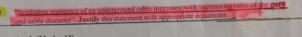 "Insulation ressance of an underground cable