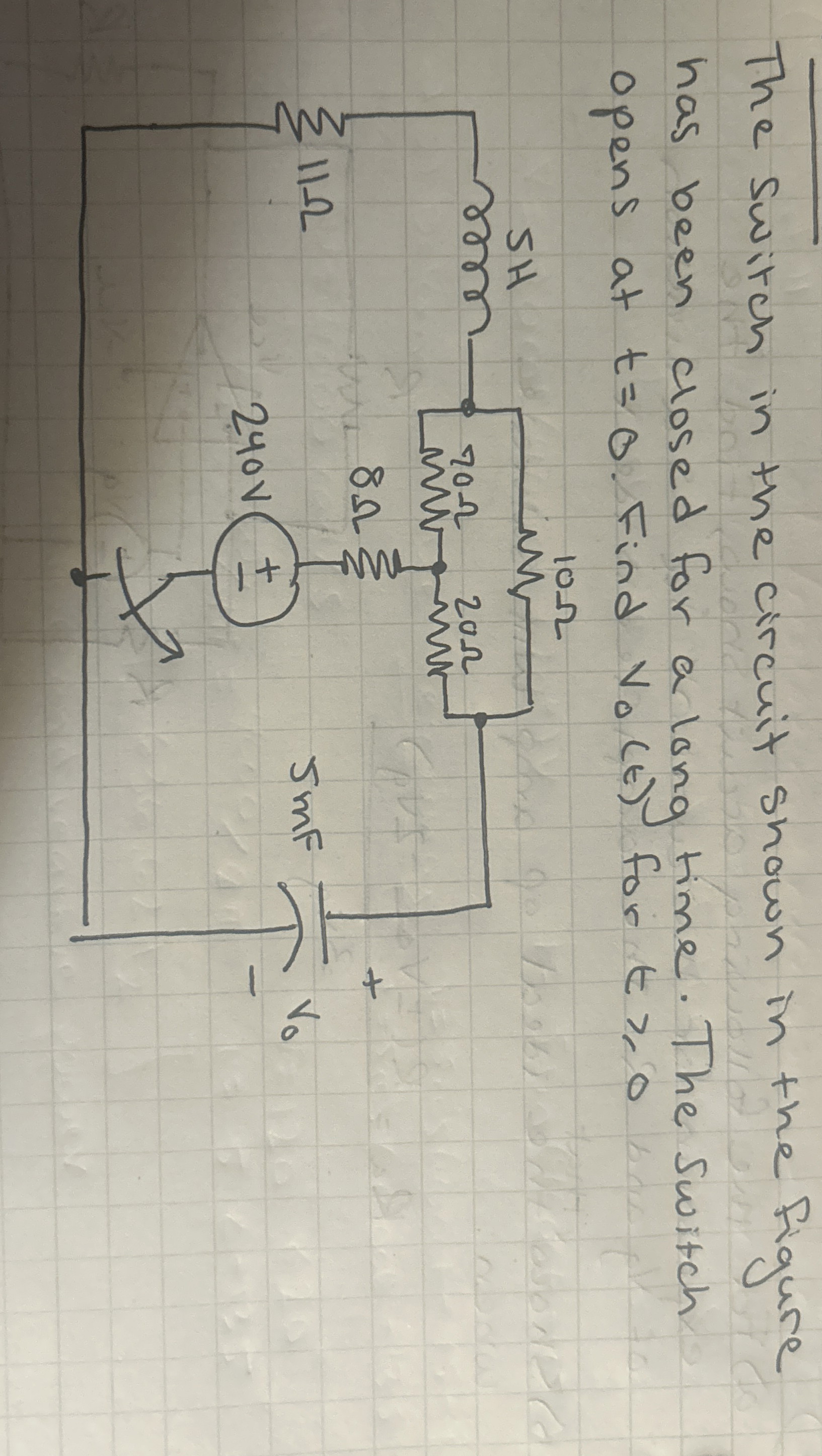 The switch in the circuit shown in the figure has