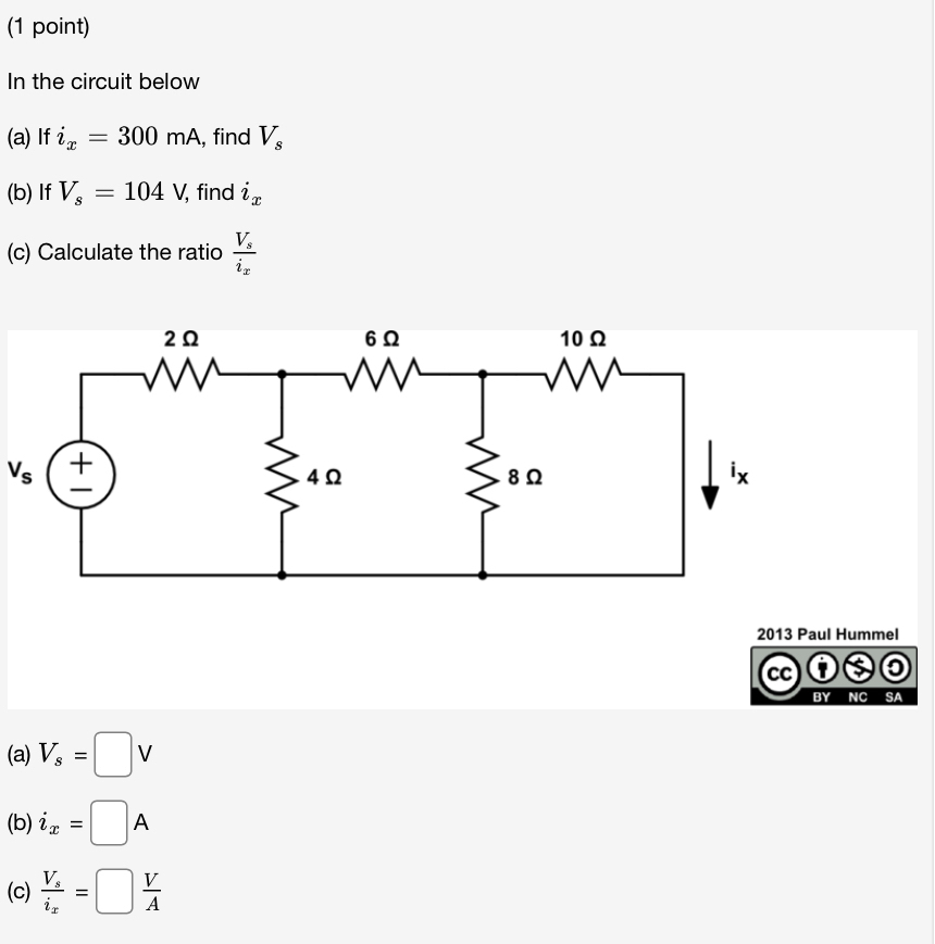 ( 1 point ) In the circuit below ( a ) If i x = 3