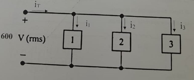 Two loads connected in parallel are powered by a