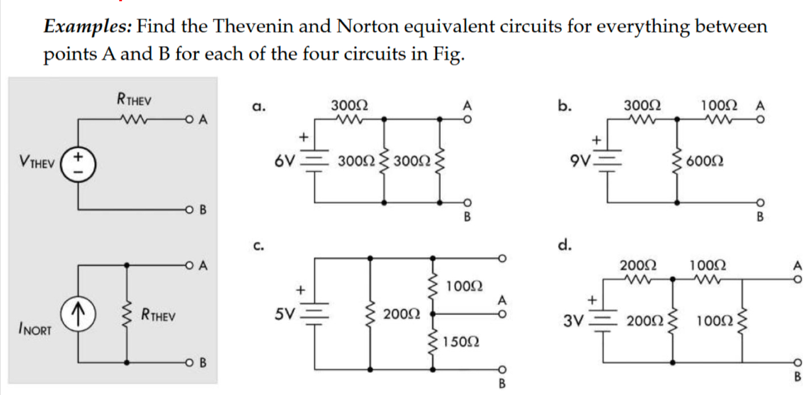 Examples: Find the Thevenin and Norton equivalent