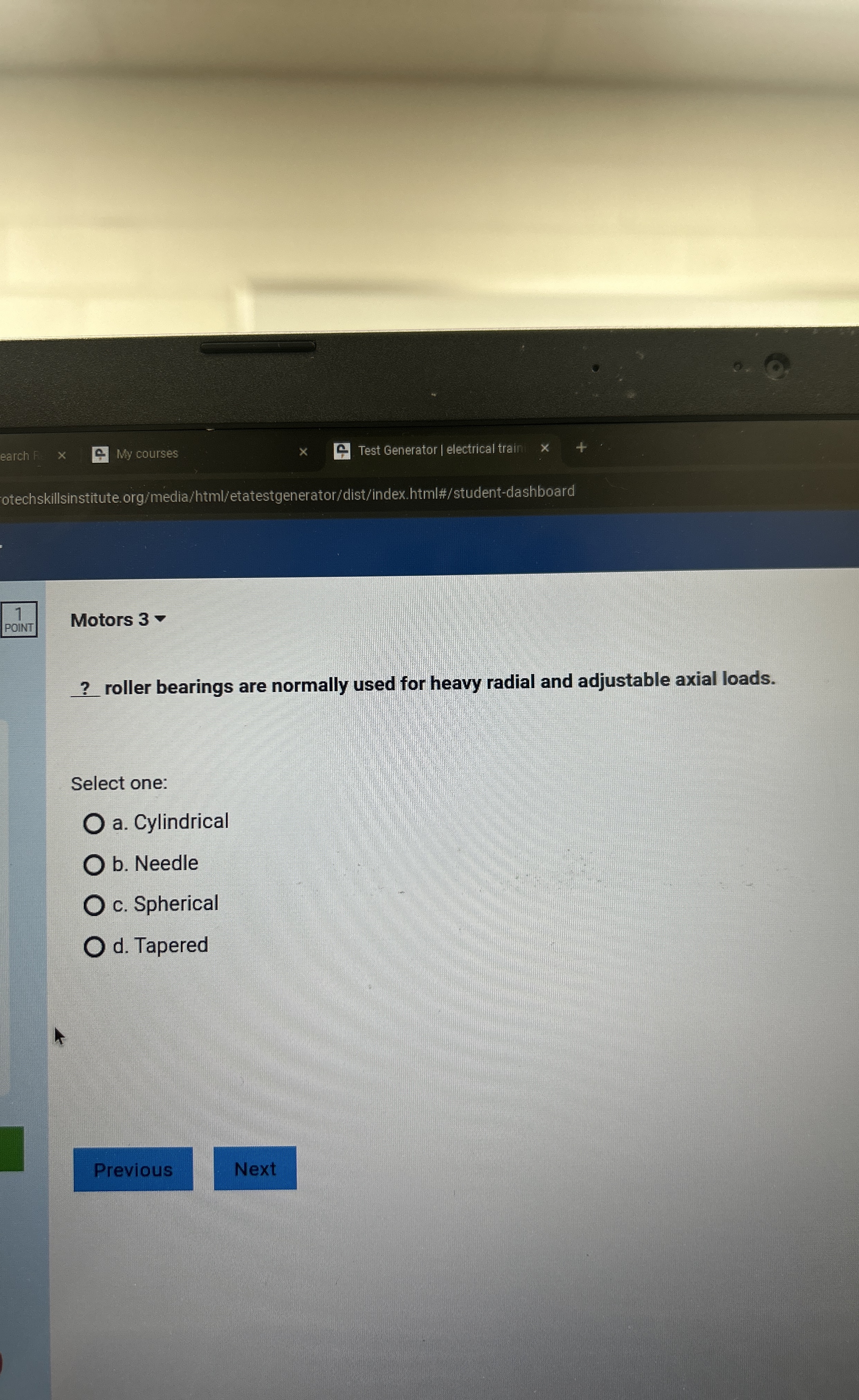earch My courses Test Generator | electrical