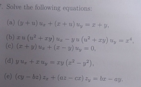 Solve the following equations: ( a ) ( y + u ) u