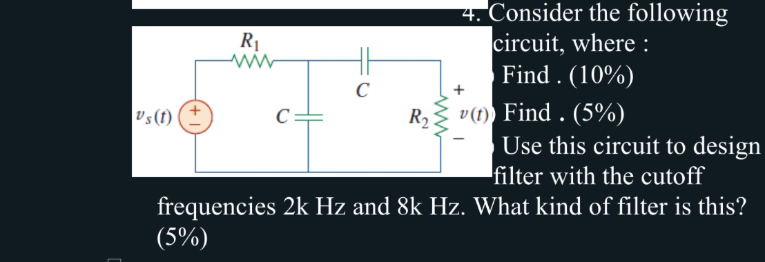 Consider the following circuit, where : Find . (