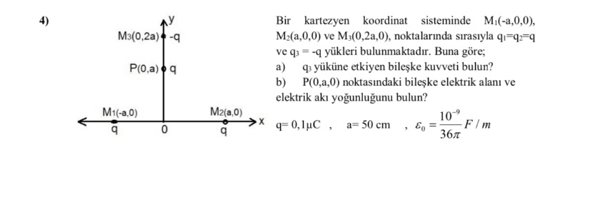 Bir kartezyen koordinat sisteminde M 1 ( - a , 0