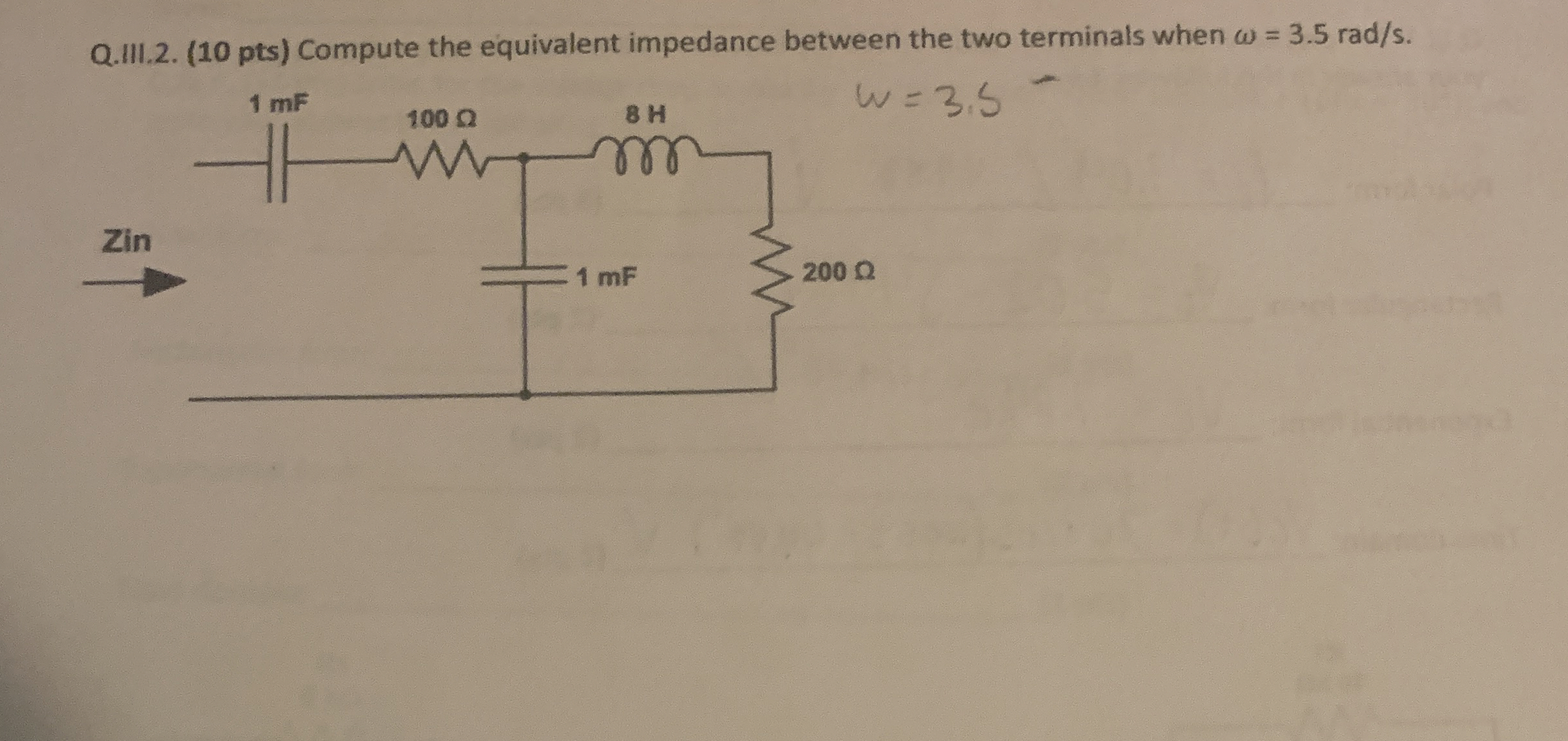 Q . III . 2 . ( 1 0 pts ) Compute the equivalent