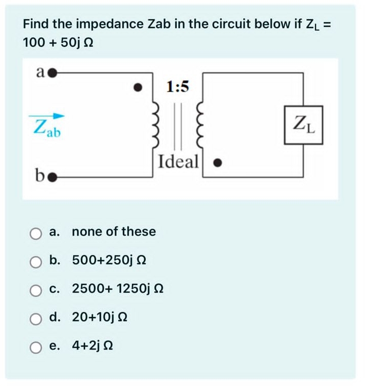 Find the impedance Zab in the circuit below if Z