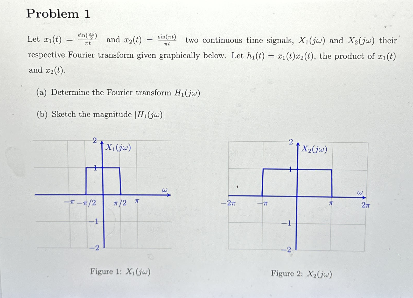 Problem 1 Let x 1 ( t ) = s i n ( t 2 ) t and x 2