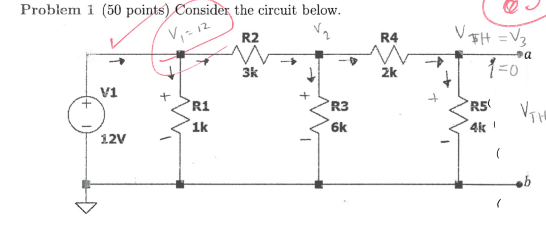 Problem 1 ( 5 0 points ) Consider the circuit