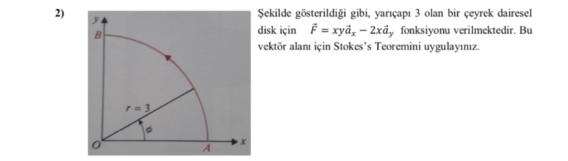 ekilde g sterildi i gibi, yar ap 3 olan bir eyrek