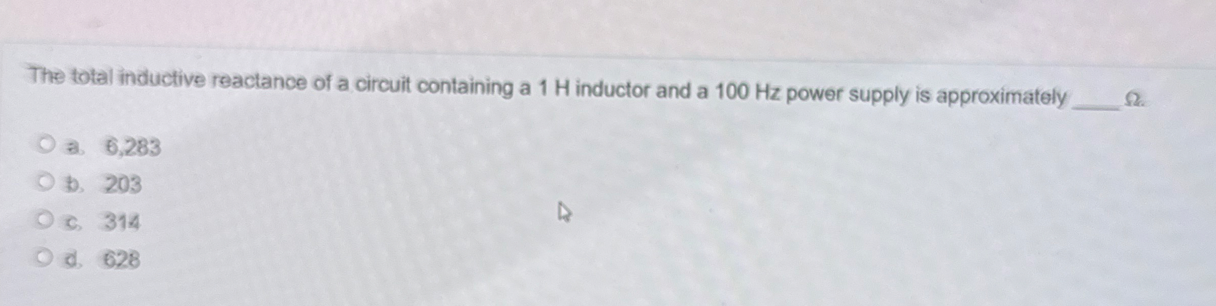 The total inductive reactance of a circuit