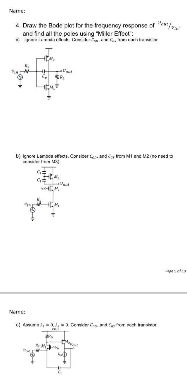 Name: 4 . Draw the Bode plot for the frequency