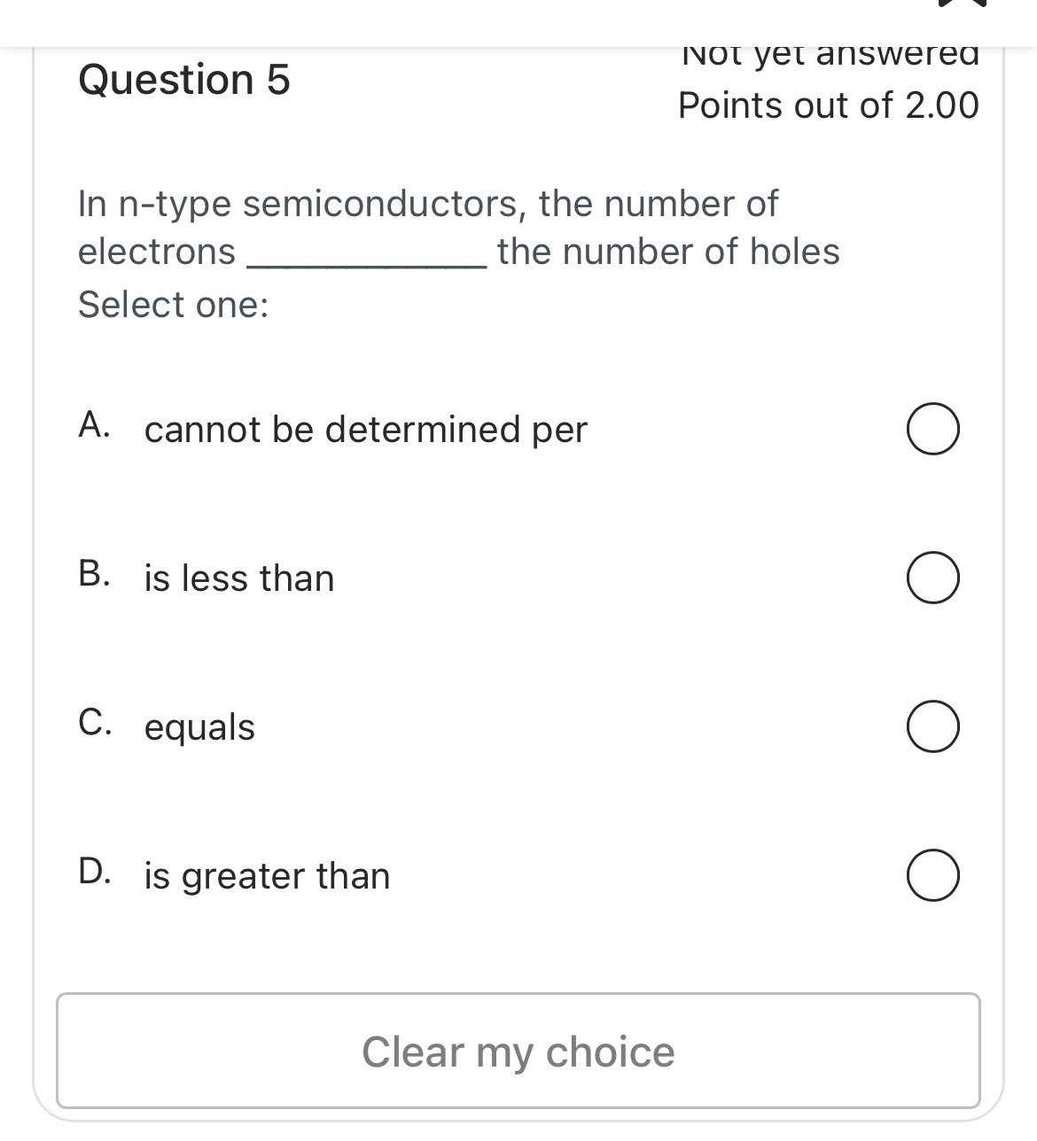 Question 5 ivot yet answerea Points out of 2 . 0