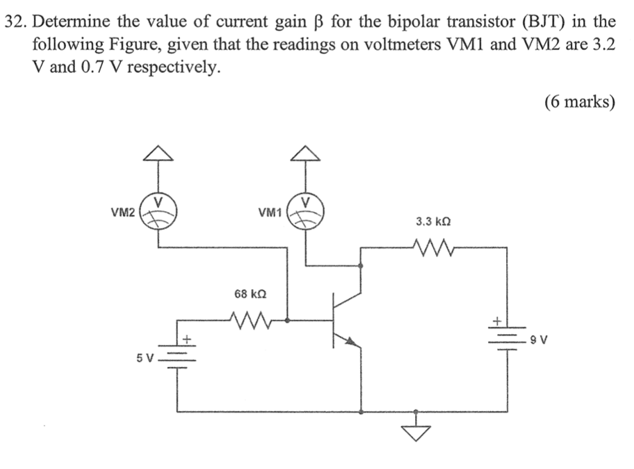 3 2 . Determine the value of current gain \ ( \