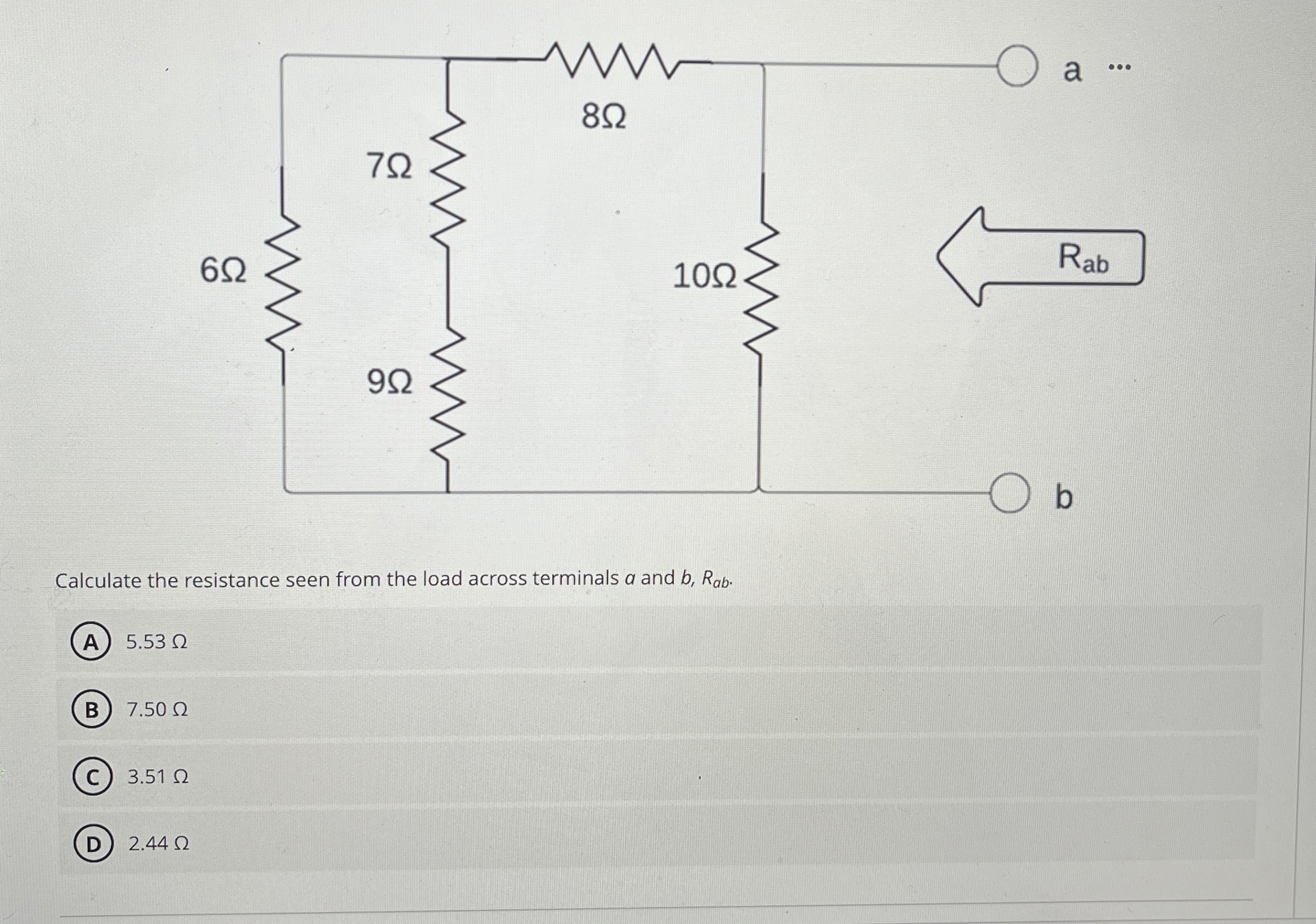 Calculate the resistance seen from the load