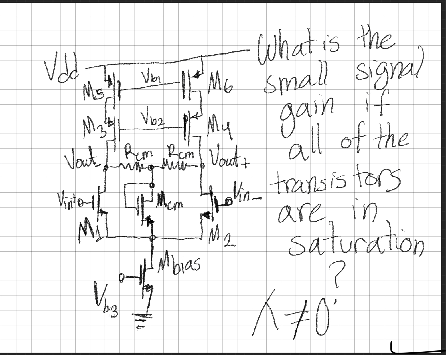 M 3 4 V n 2 M 2 M 1 are in saturation x 0 ?
