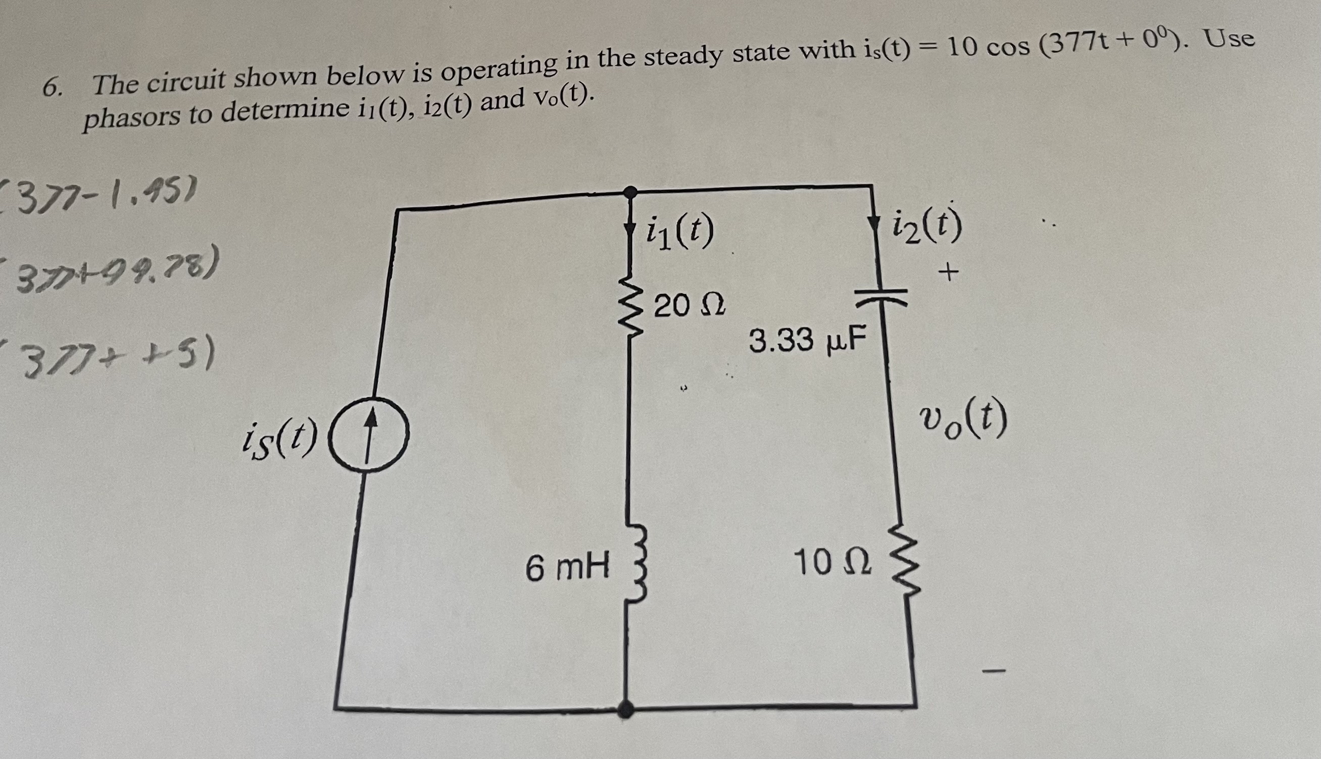 The circuit shown below is operating in the