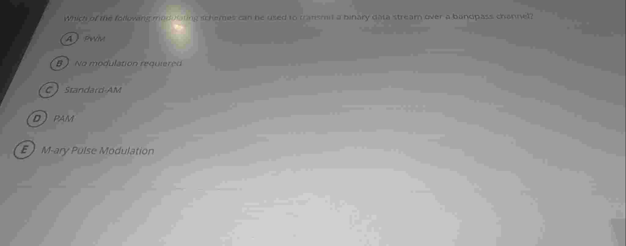 which of the following modulatin schemes can be