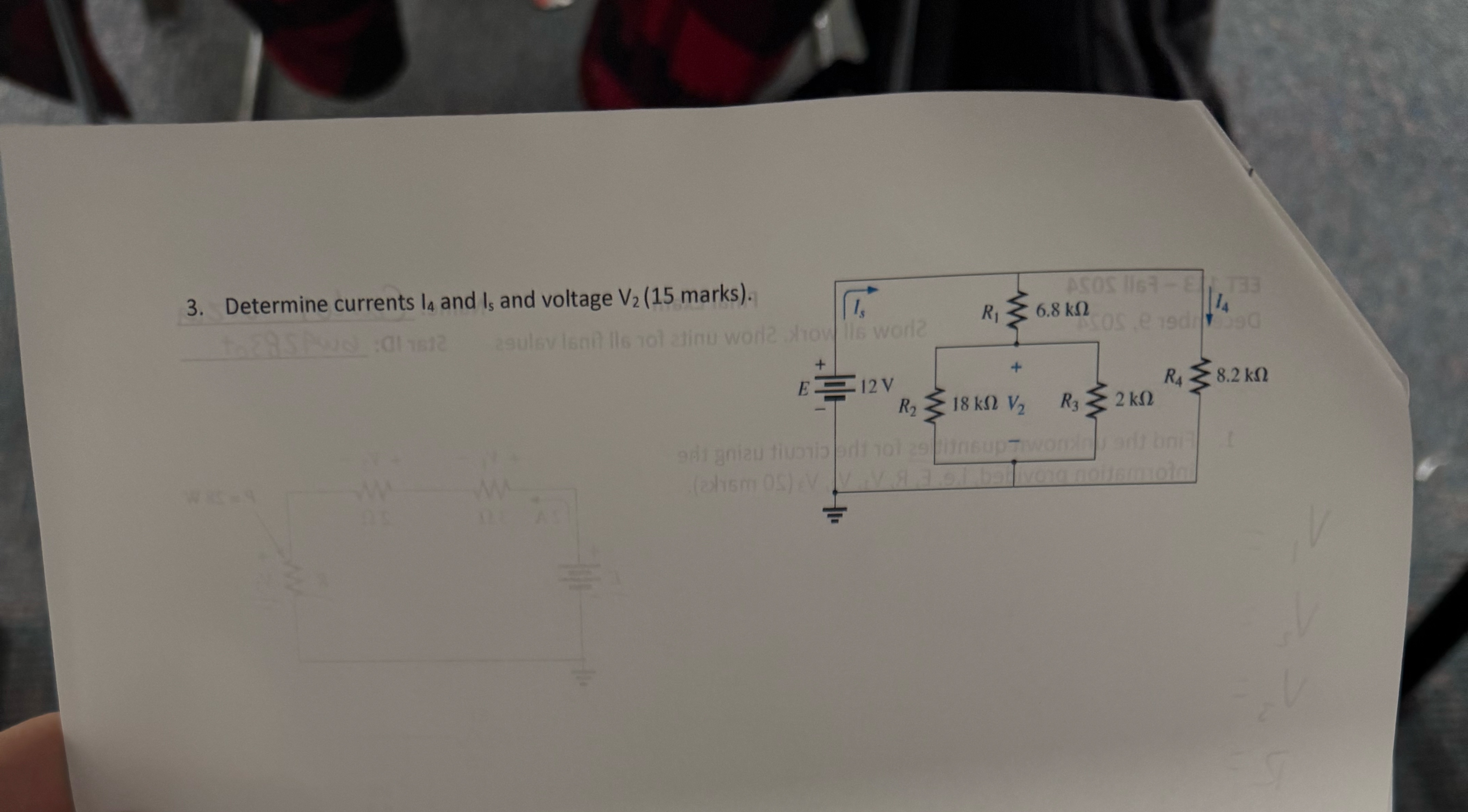 Determine currents I 4 and I 5 and voltage V 2 (